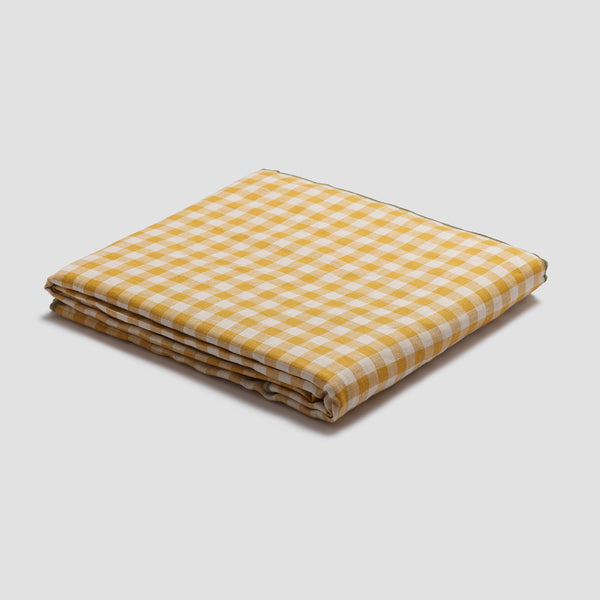 Honey Gingham Linen Tablecloth