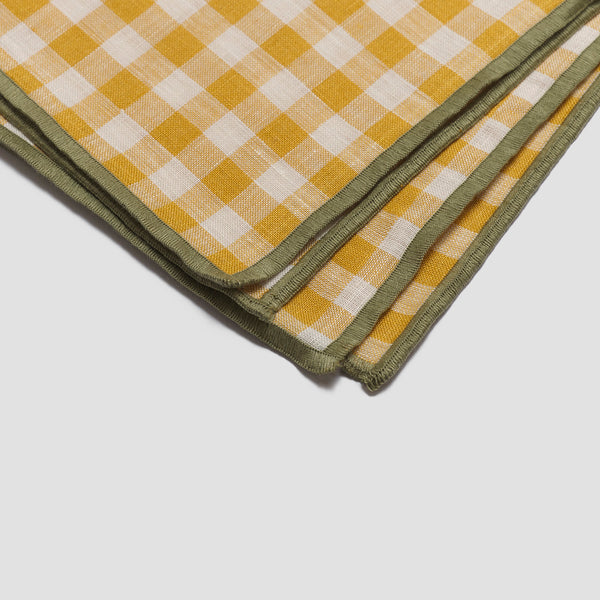 Honey Gingham Linen Tablecloth Detail