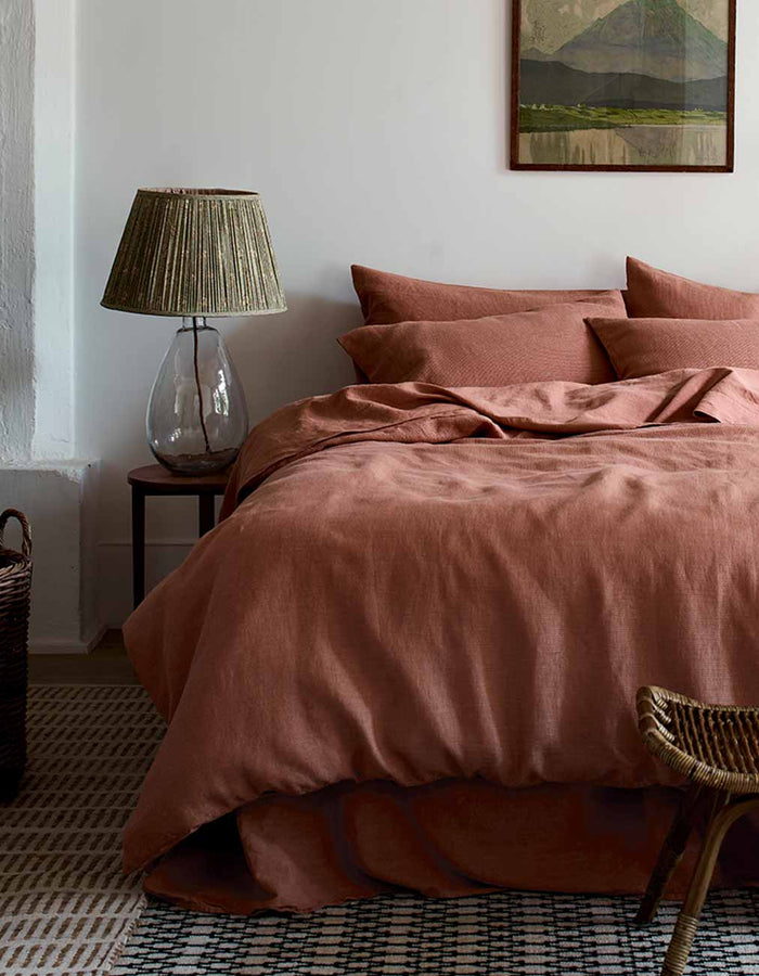 Toffee Waffle Chambray Linen Duvet Cover