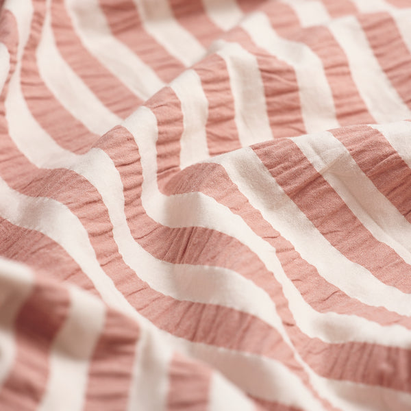 Desert Sand Seersucker Stripe Cotton Duvet Cover Detail