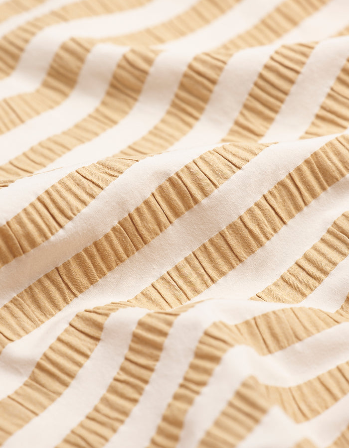 Ochre Seersucker Stripe Cotton Duvet Cover Detail