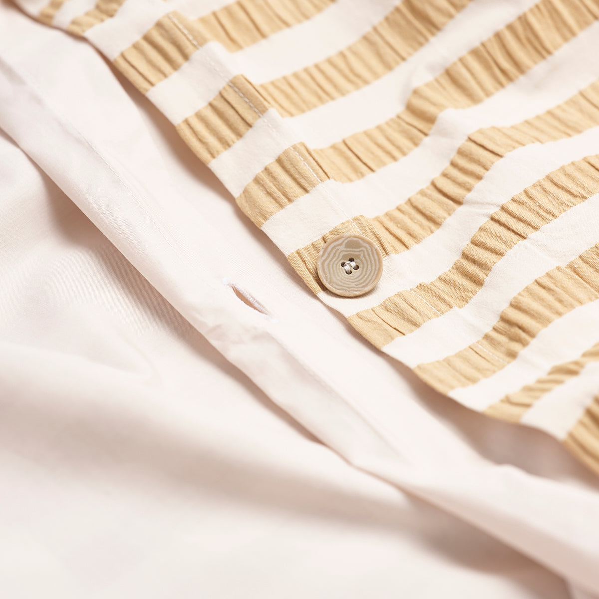 Ochre Seersucker Stripe Cotton Duvet Cover