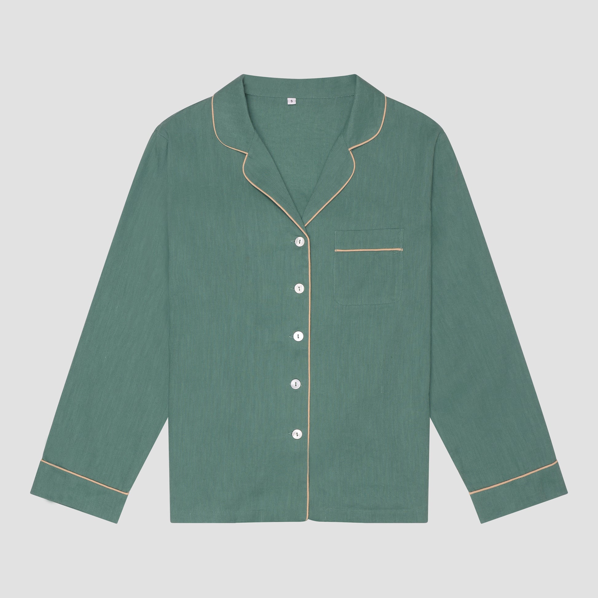 Tranquil Green Linen Women's Pyjama Shirt