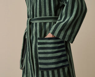 Pine Green Pembroke Stripe Cotton Robe