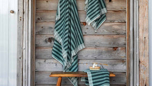 Pine Green Stripe Cotton Towels