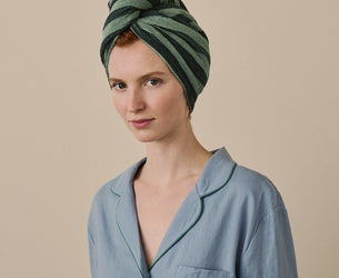 Pine Green Pembroke Stripe Cotton Hair Wrap