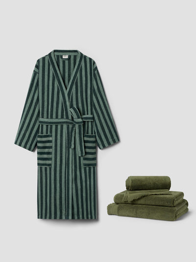 Pine Green Robe & Olive Green Towels Bundle