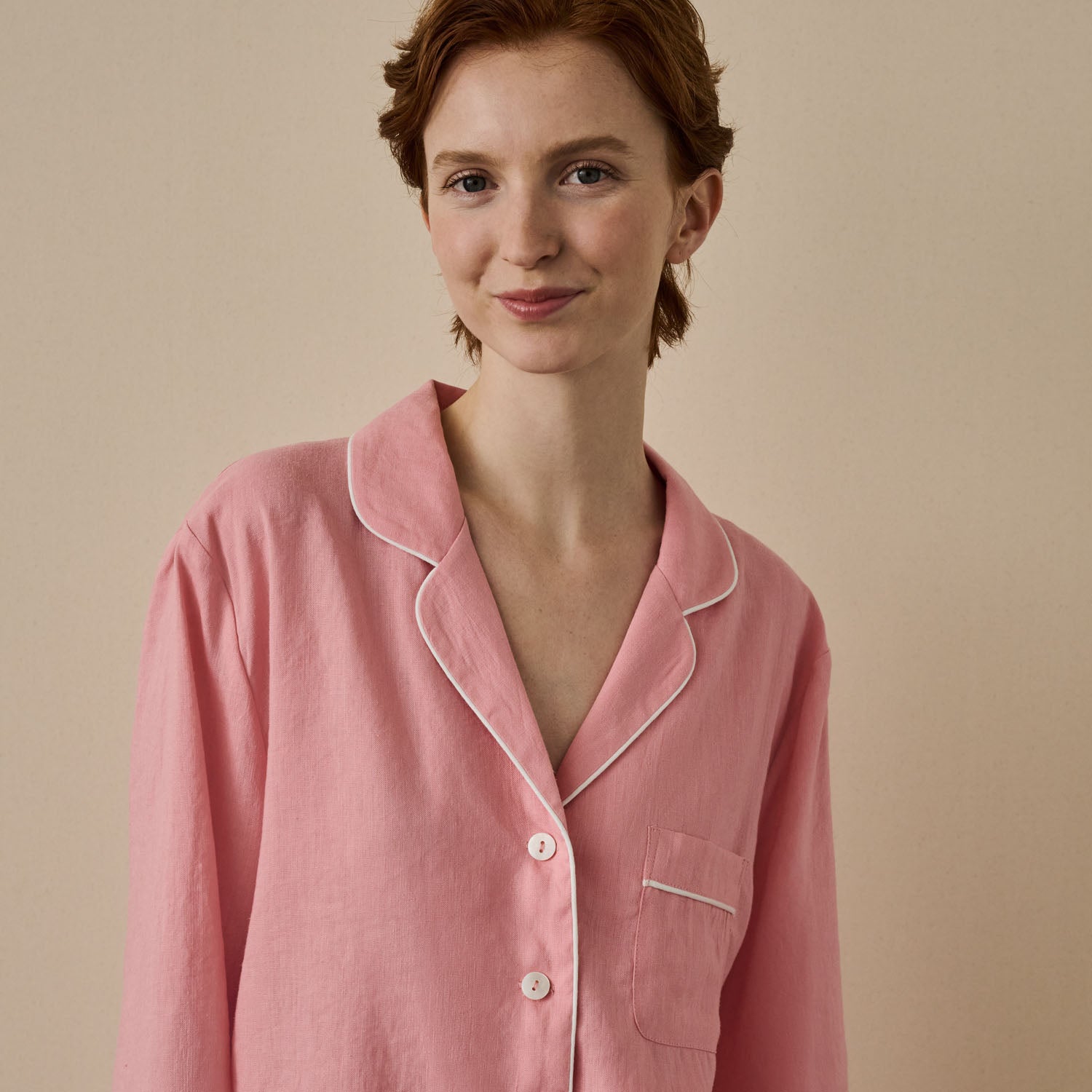 Pink Bloom Linen Pyjama Shirt