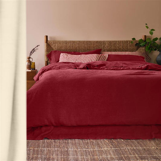 Rhubarb Linen Blend Duvet Cover