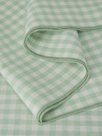Sage Green Gingham Linen Blend Table Runner - alternate image
