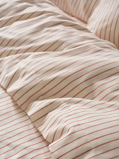 Red Clayton Stripe Brushed Cotton Flat Sheet