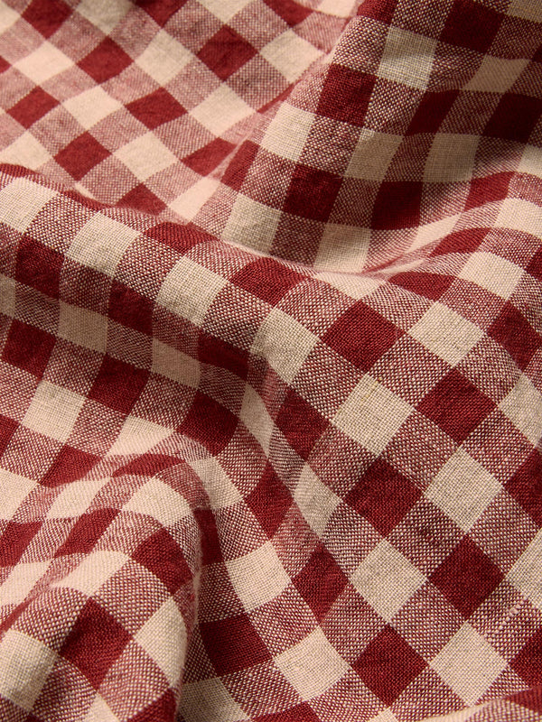 Close-up of red and white checkered fabric