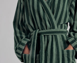 Pine Green Pembroke Stripe Cotton Robe