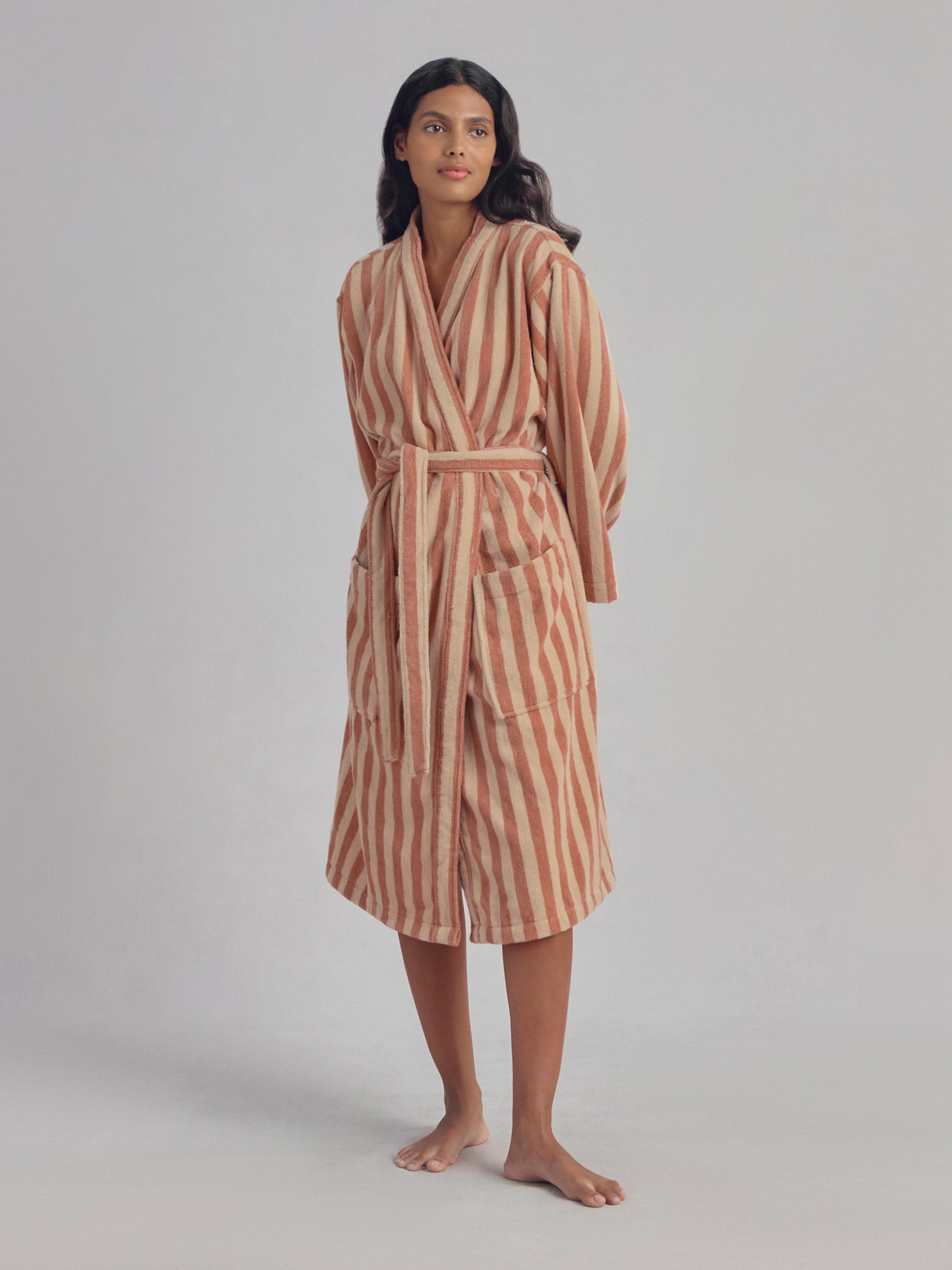 Shell Pembroke Stripe Cotton Robe