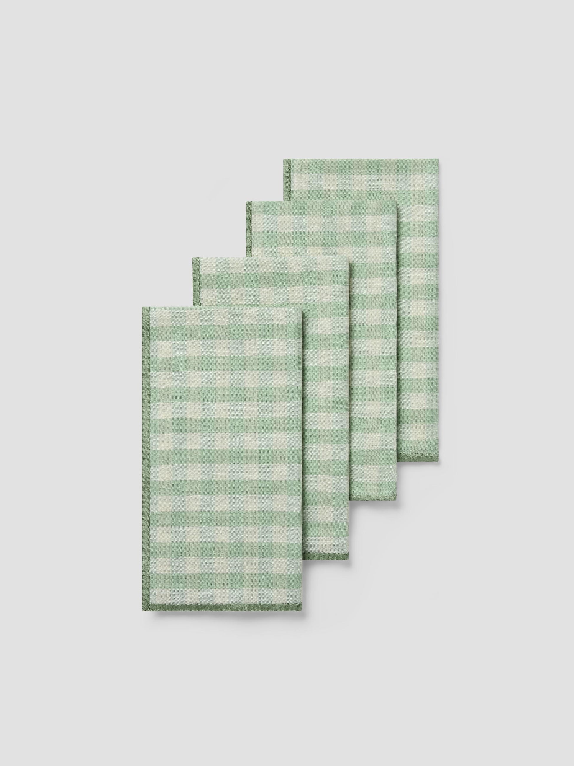 Sage Green Gingham Linen Blend Napkins Set of 4