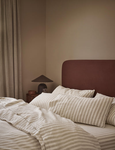 Oatmeal Pembroke Stripe Linen Blend Duvet Cover - alternate image