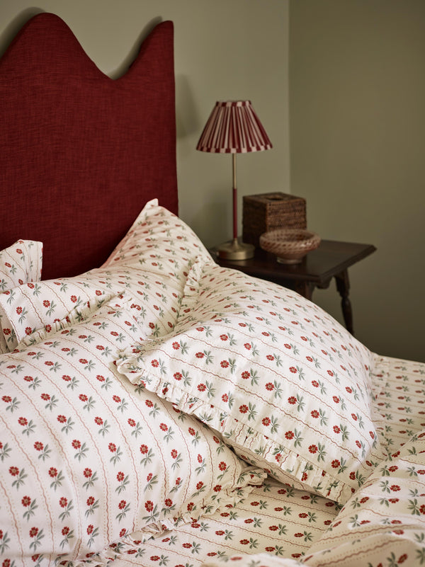 White Woodland Stripe Cotton Frill Pillowcases (Pair)