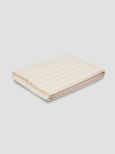 Blush Pink Slumber Stripe Cotton Flat Sheet