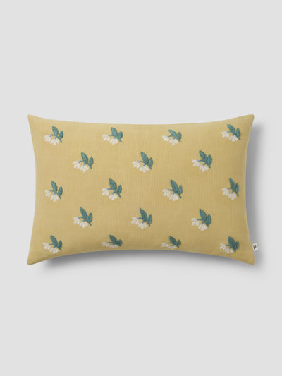 Butter Yellow Snowdrop Embroidered Filled Cushion