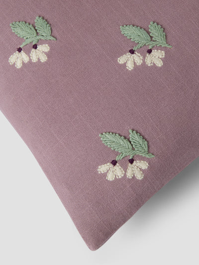 Elderberry Snowdrop Embroidered Filled Cushion - alternate image