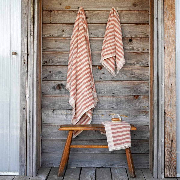 Sand Shell Stripe Cotton Towels