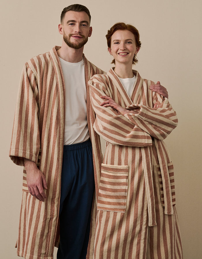 Sand Shell Pembroke Stripe Cotton Robe