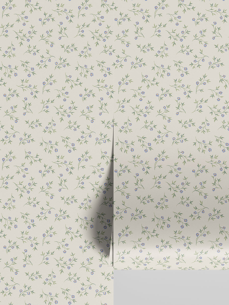 Cream Spring Sprig Wallpaper