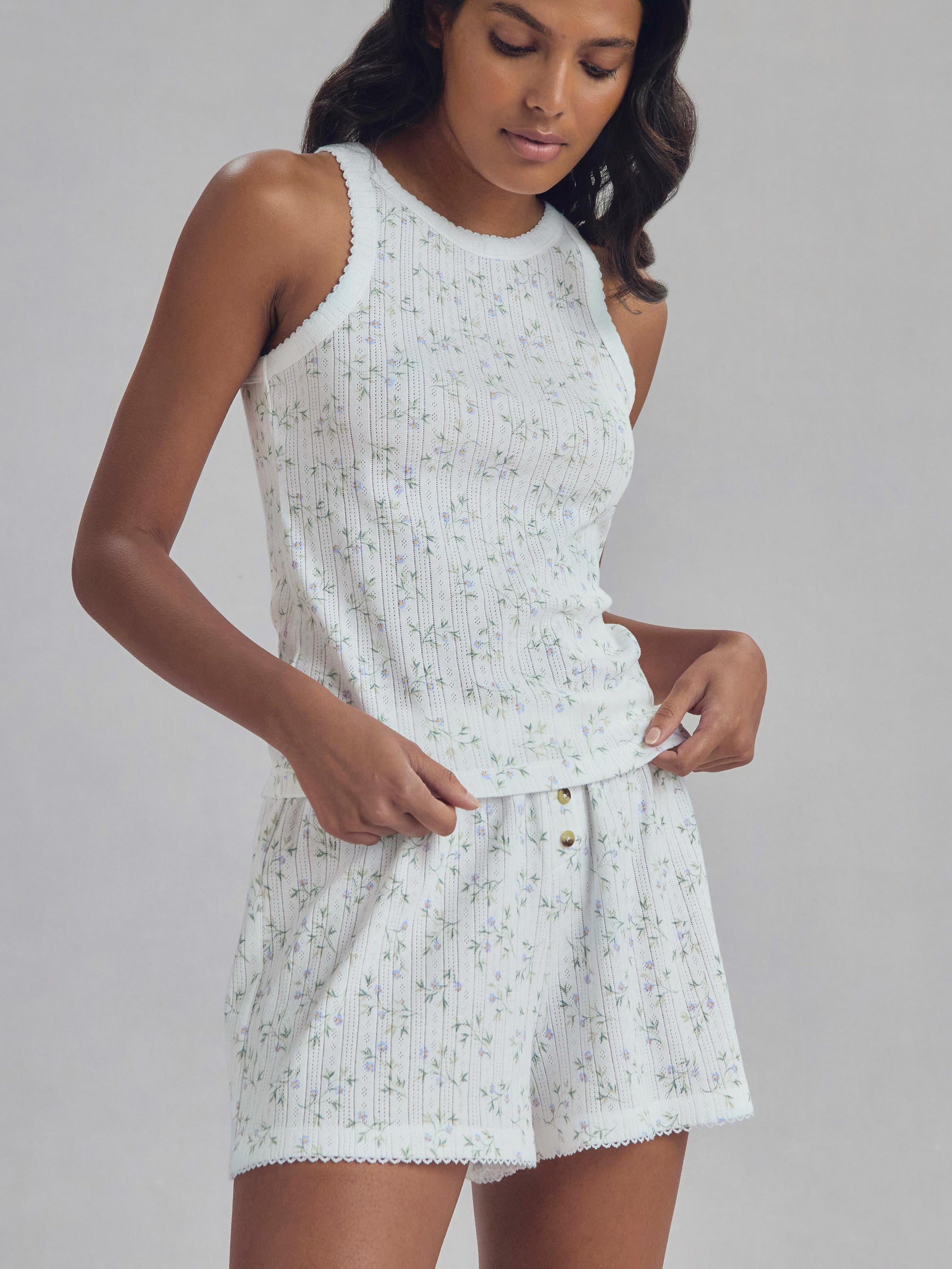 Spring Sprig Pointelle Vest