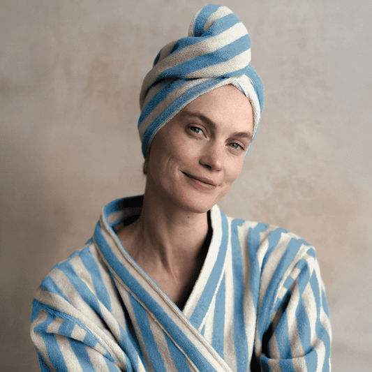 Coastal Blue Pembroke Stripe Cotton Hair Wrap