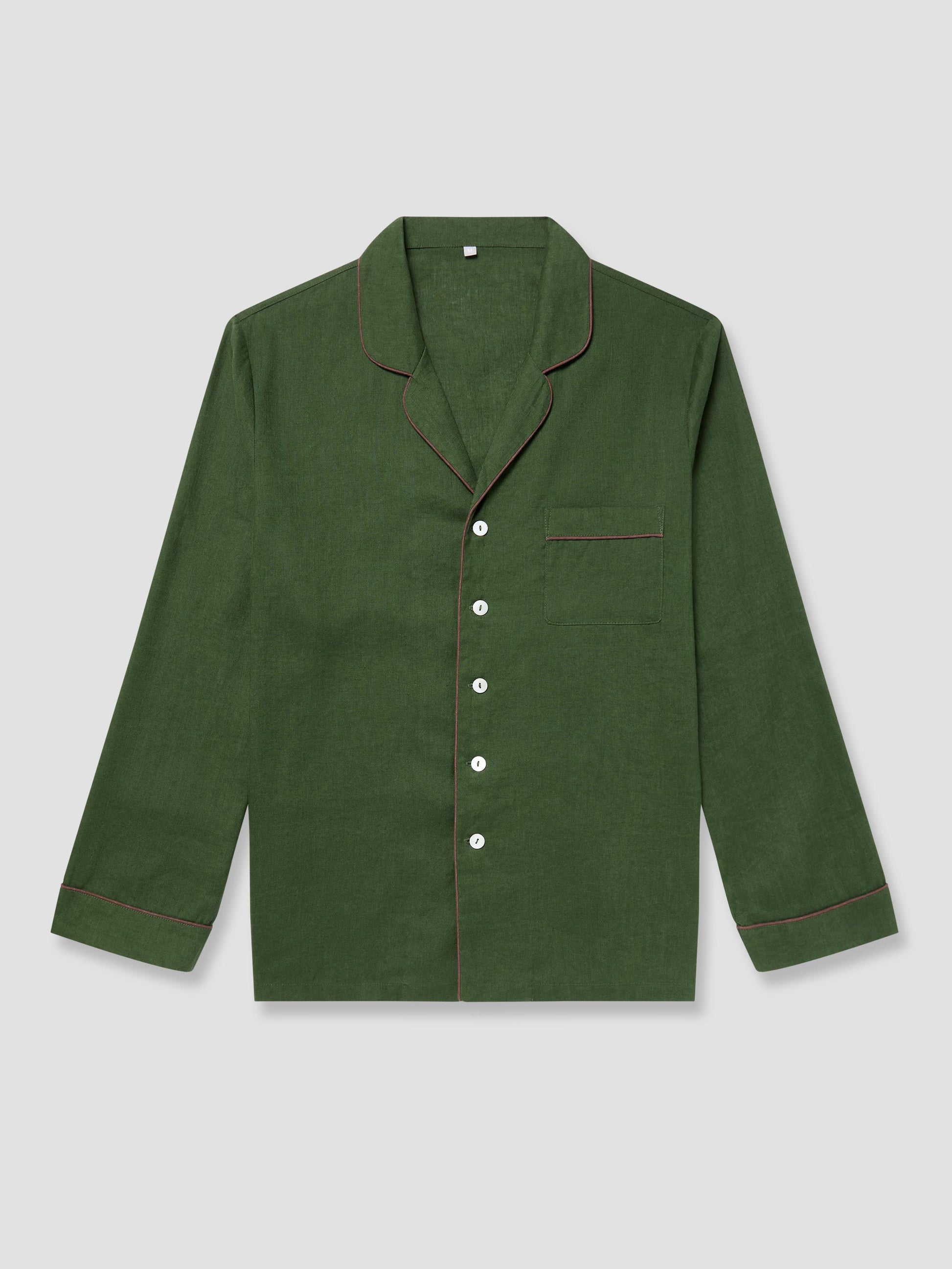 Men's Fern Green Linen Pyjama Shirt