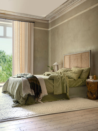 Botanical Green Gingham 100% Linen Duvet Cover - alternate image