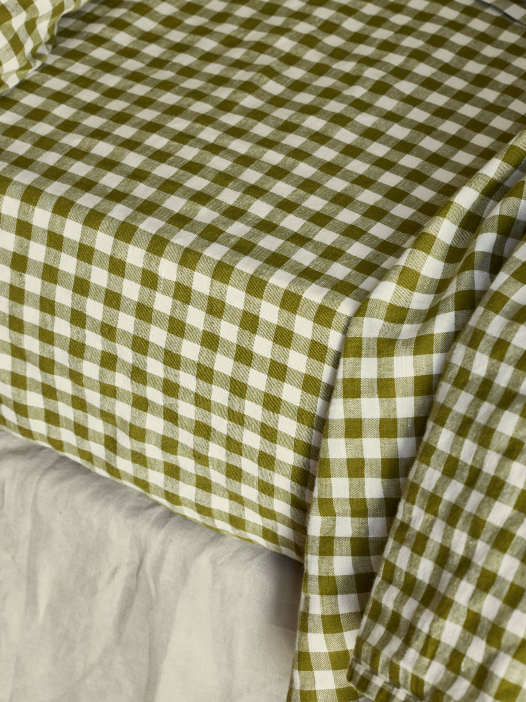 Botanical Gingham 100% Linen Fitted Sheet