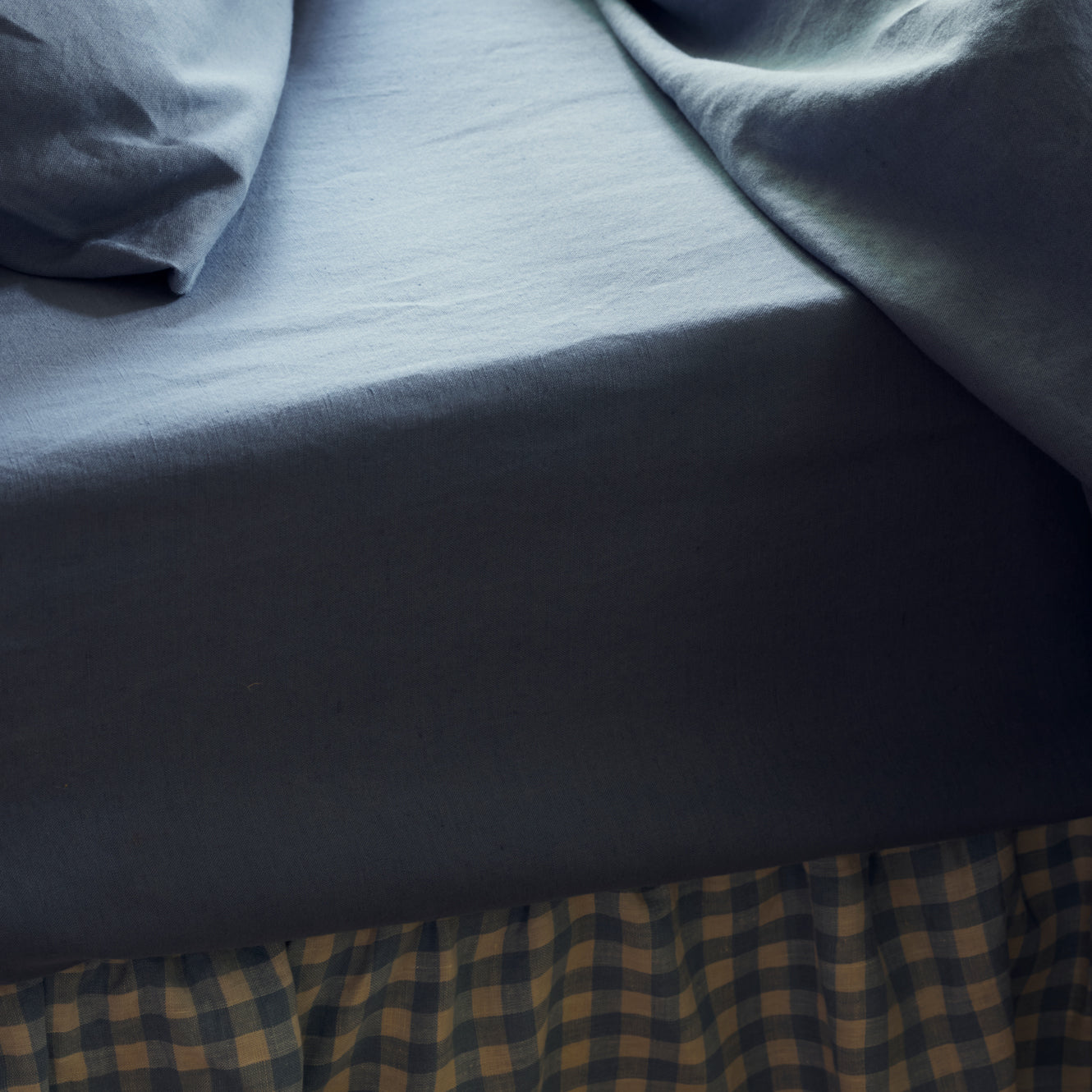 Dusk Blue 100% Linen Fitted Sheet