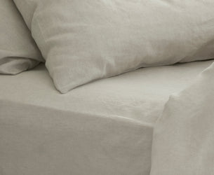 Oatmeal Linen Blend Fitted Sheet