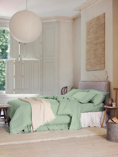 Sage Green 100% Linen Duvet Cover - alternate image