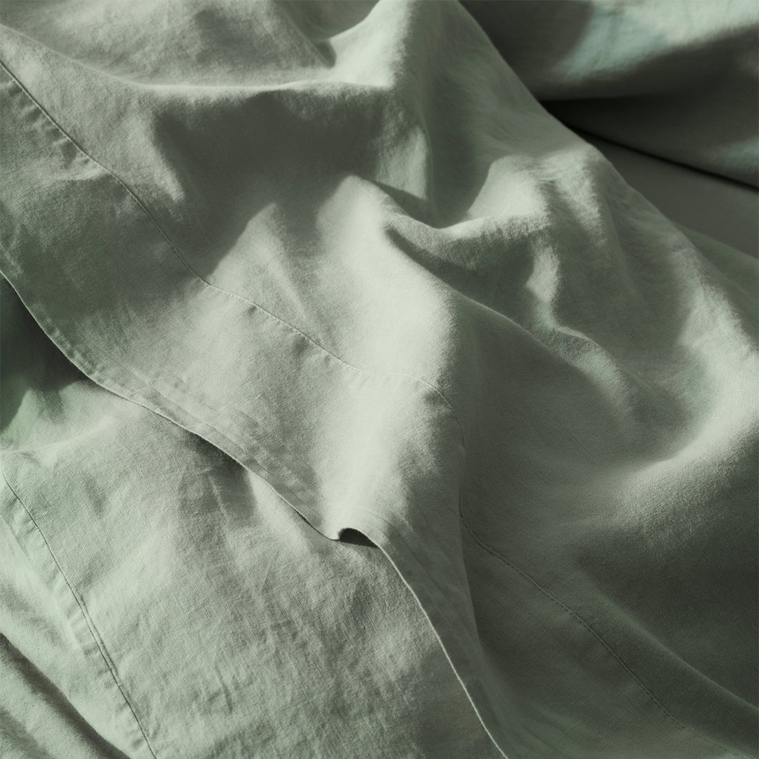 Sage Green Linen Blend Flat Sheet Piglet in Bed UK