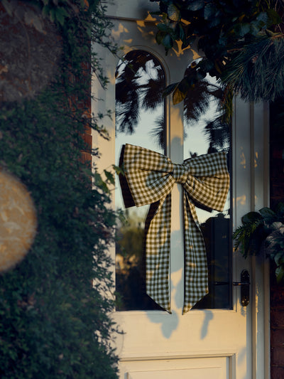 Botanical Green Gingham Linen Bow