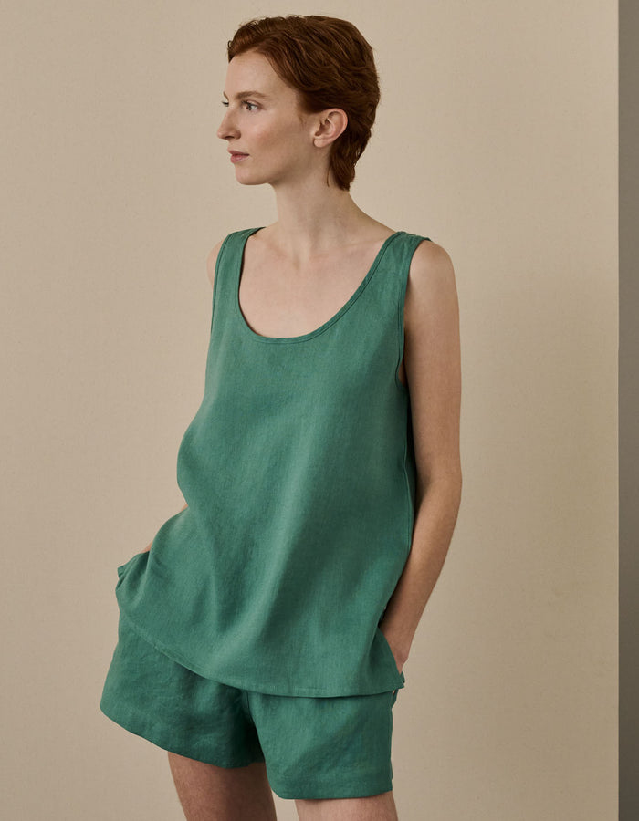 Tranquil Green Linen Women's Cami Set