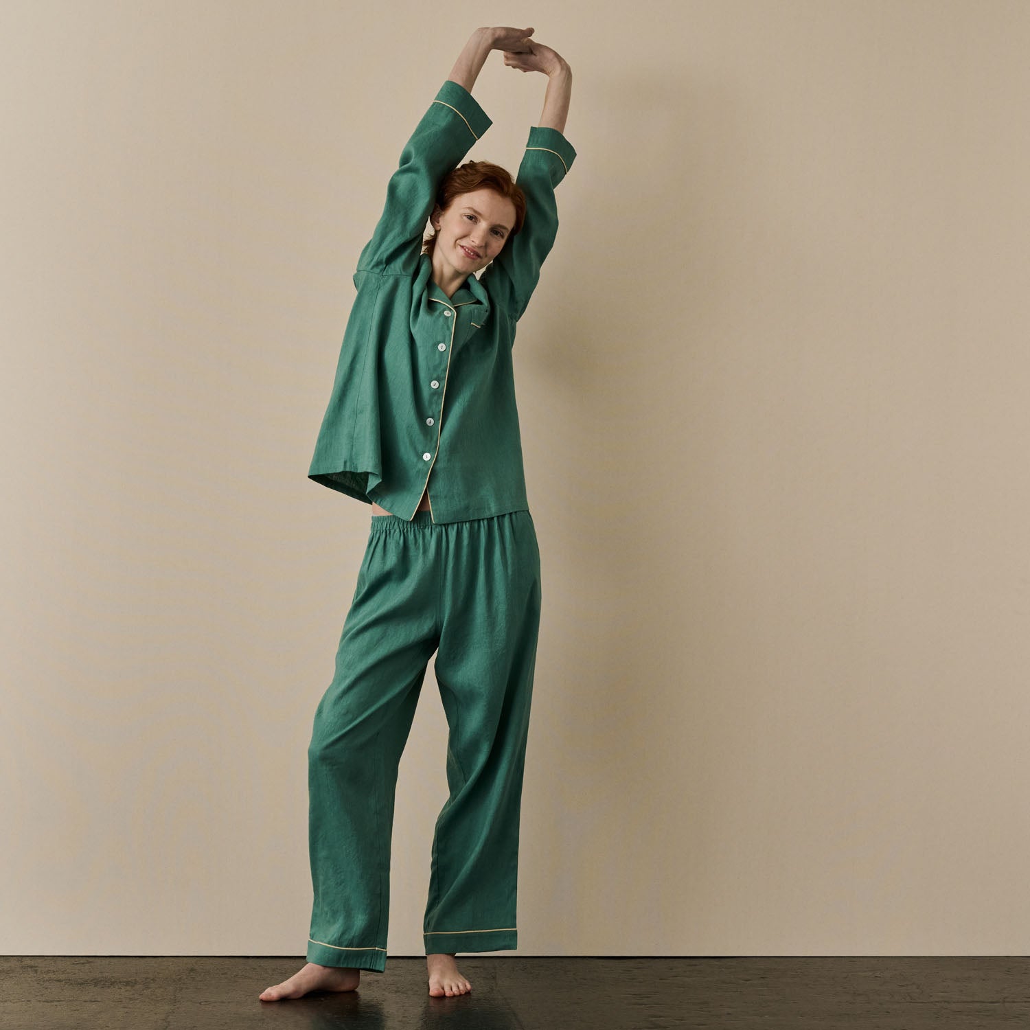Tranquil Green Linen Women's Pyjama Trousers