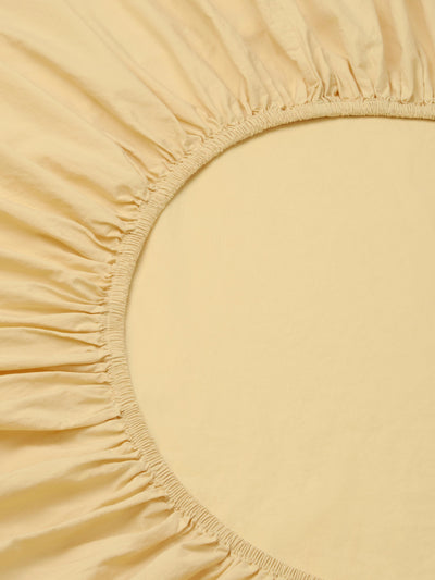 Butter Yellow Washed Cotton Percale Fitted Sheet
