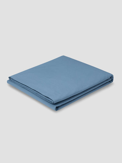 Cove Blue Washed Percale Cotton Fitted Sheet
