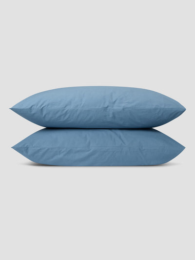 Cove Blue Washed Cotton Percale Pillowcases (Pair) - alternate image