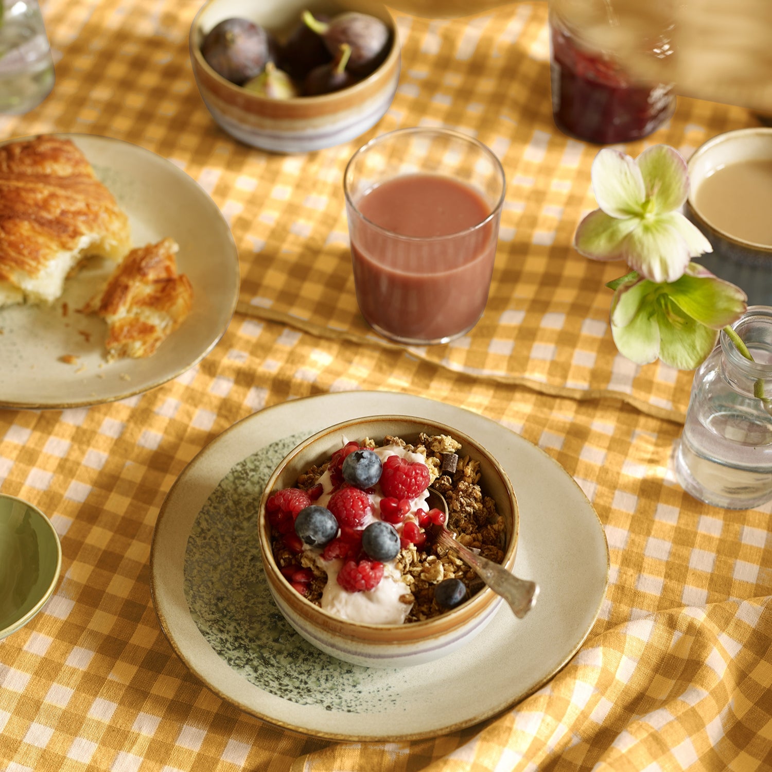Honey Gingham 100% Linen Table Runner