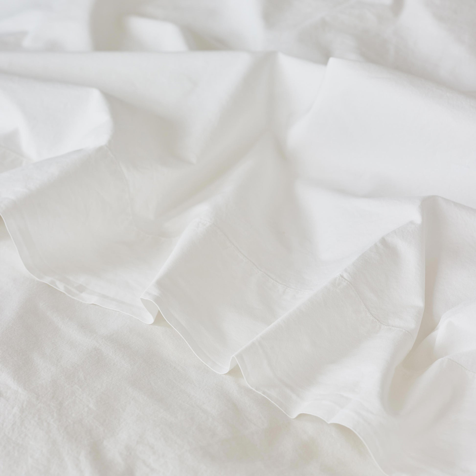 White Washed Cotton Percale Flat Sheet