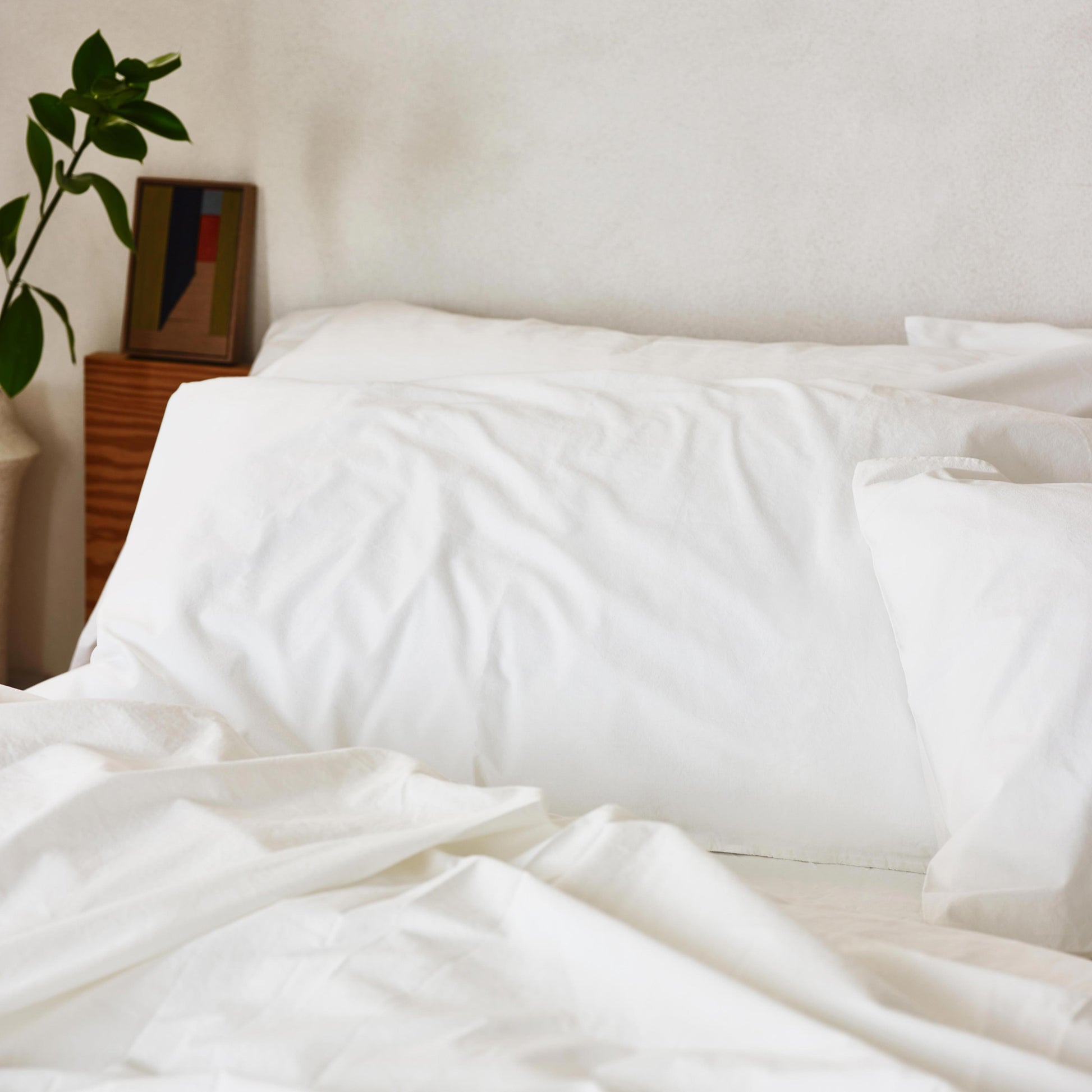 White Washed Cotton Percale Pillowcases (Pair)