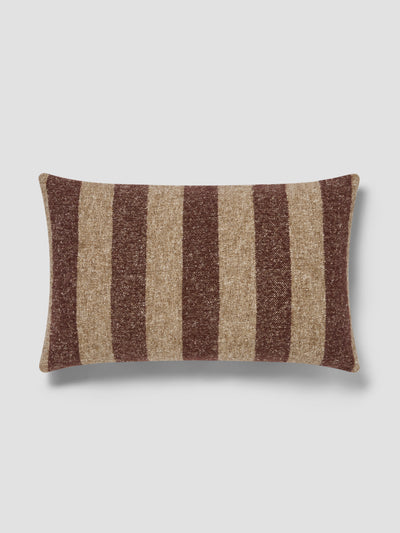 Mocha & Oatmeal Wide Stripe Wool Rectangle Cushion Cover