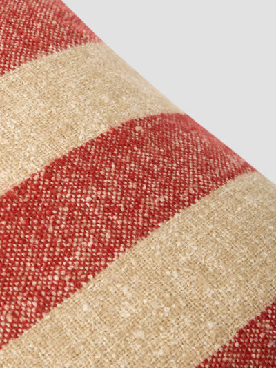 Sandstone Red & Oatmeal Wide Stripe Wool Rectangle Cushion Cover