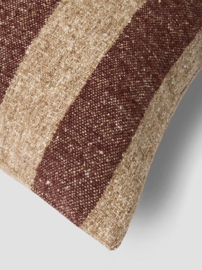 Mocha & Oatmeal Wide Stripe Wool Square Cushion Cover