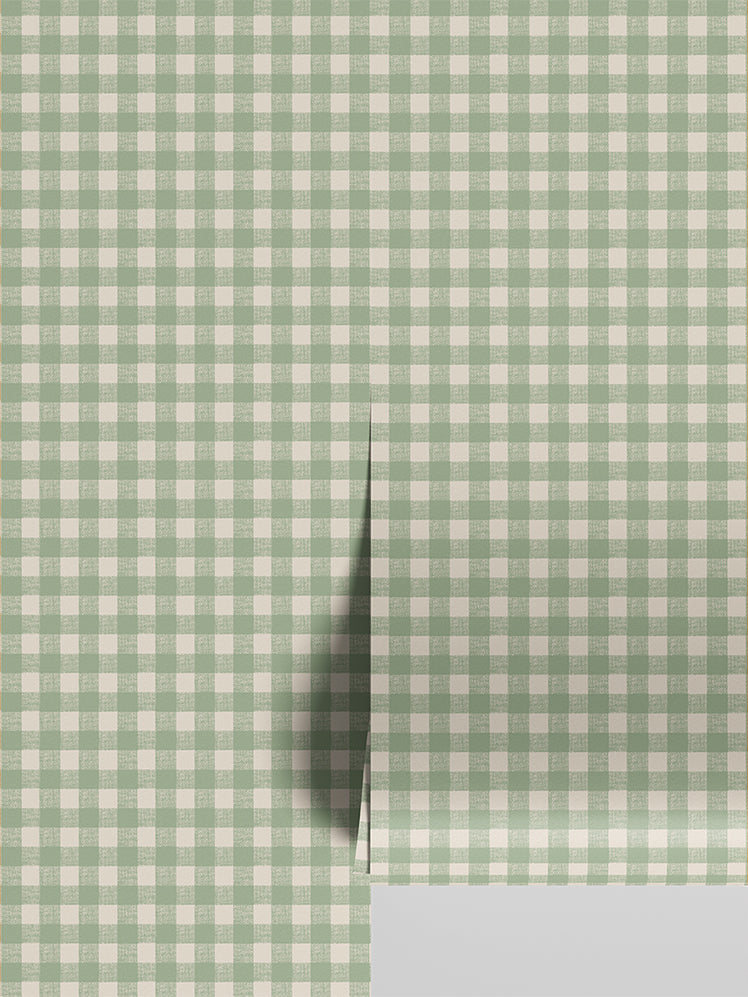 Winter Sage Gingham Wallpaper