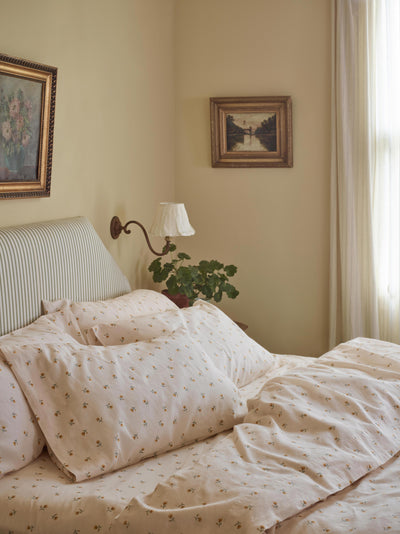 Honey Posy Bud Linen Blend Pillowcases (Pair)